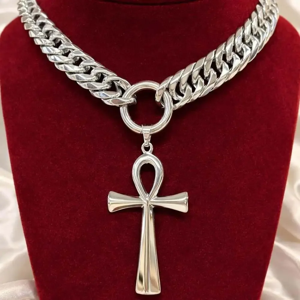 Silver Ankh Cross Necklace 16 Inch 9 Ad 7